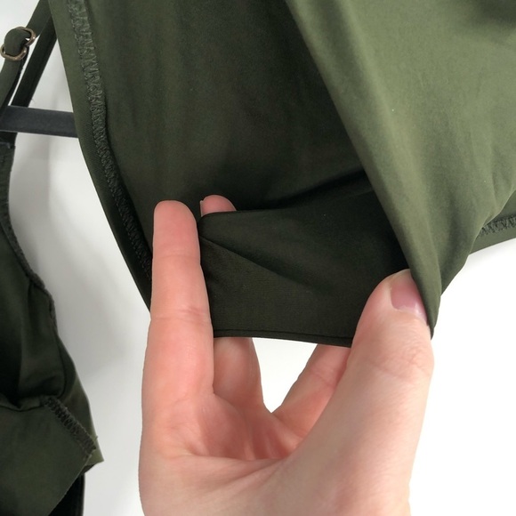 BECCA Off Shoulder Wrap Bikini Set Olive Green M L Swimsuit Swim Two Piece Women - Picture 12 of 13